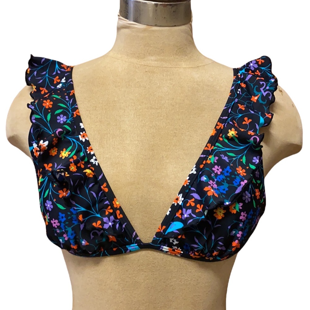 Last chance…Express Bikini Top Floral Ruffle Swimsuit Swim S Small New